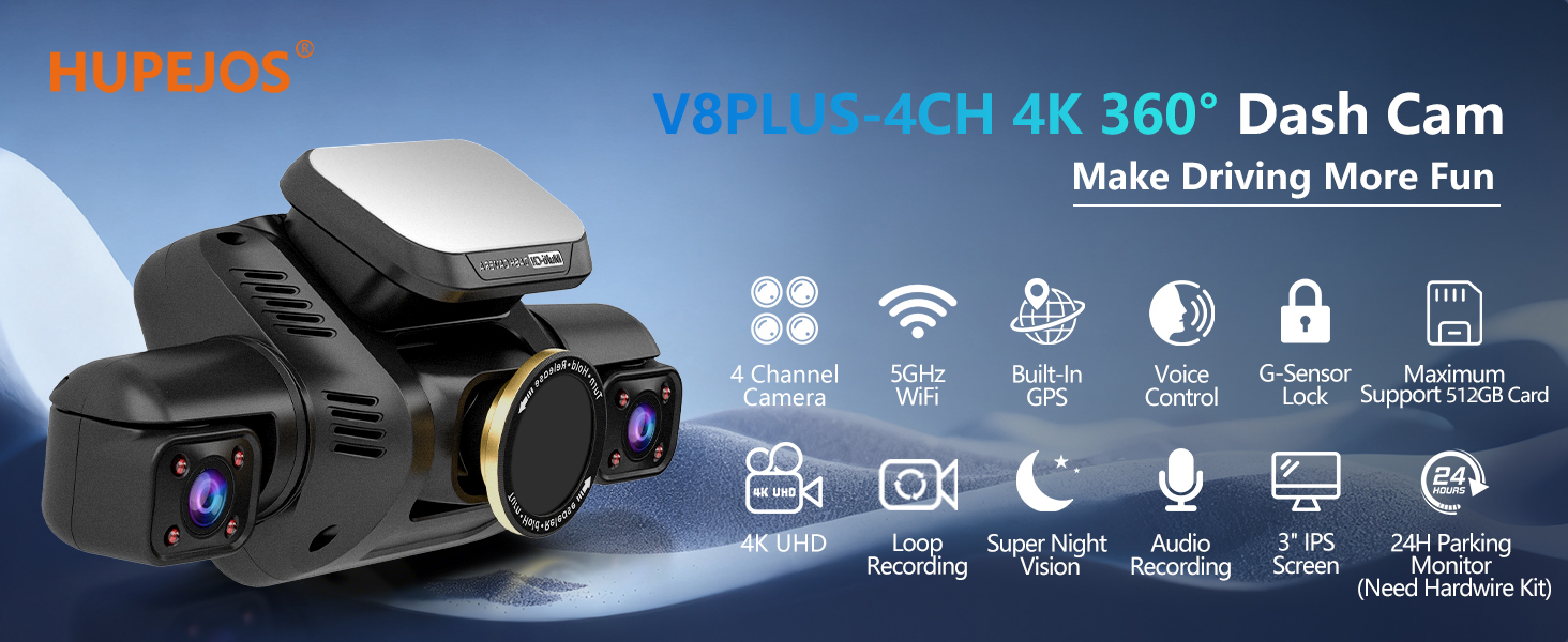 Amazon.com: HUPEJOS AI Dash Cam Front Rear Inside with Driver